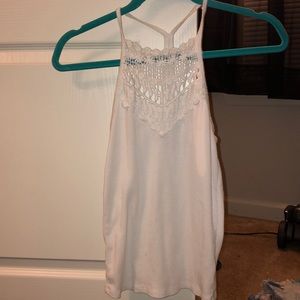 white lace halter tank top